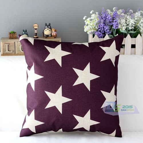Star Pattern Cotton Linen Pillow Case Bed Sofa Throw Cushion Cover Home Decor - Picture 6 of 7