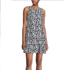 NWT Lauren Ralph Lauren Black & White Sleeveless Shift Dress Size XS
