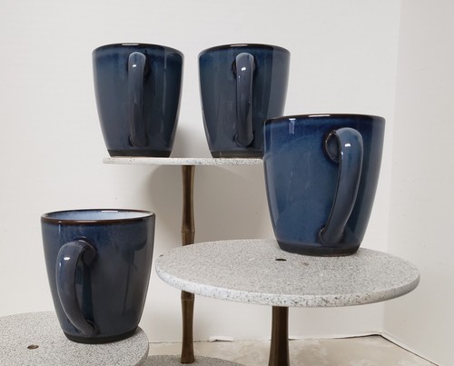 Sango 'Set Of 4' Eggplant Blue Coffee Tea Cups Mugs EUC - Picture 2 of 9