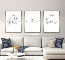 Be Still and Know, Set of 3 Prints, Minimalist Art, Home Wall Decor