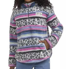 NEW Hurley Girl's Sherpa Plush Printed Quarter-Zip Jacket Size Medium 7/8