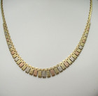 14K Tricolor Gold Textured Graduated Link Necklace Italy 16" [N94] — photo 5