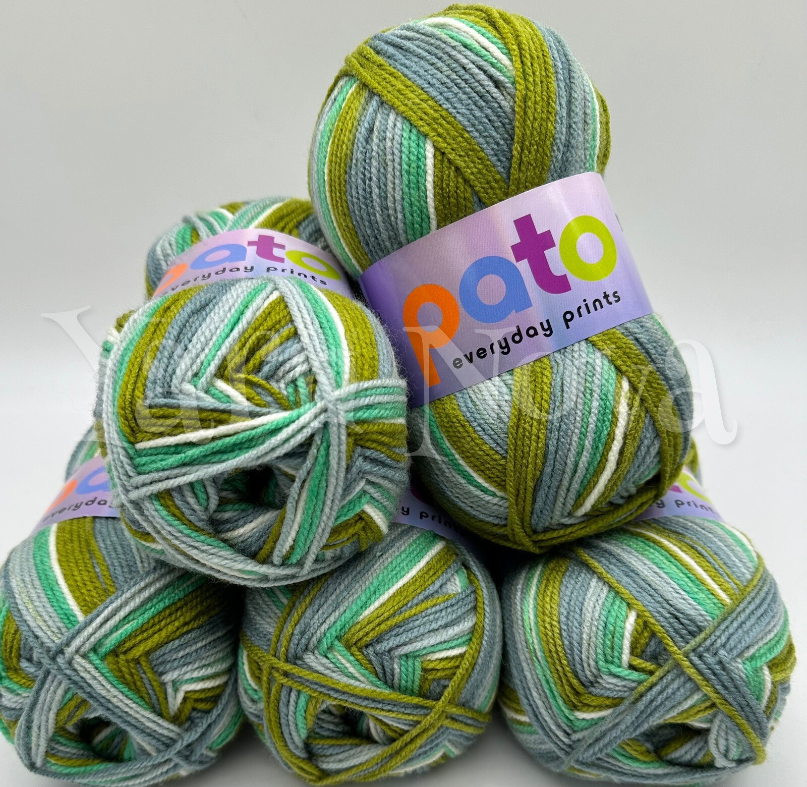 Pato Everyday Prints Double Knitting Crochet Yarn Wool - 5x100g Balls - Meadow