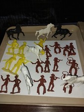 Lot Of Vintage Marx  Cowboys Horses Western Plastic Toy Figures