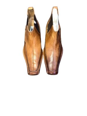 Monticelli Chelsea Boots Mens 9.5 Leather Cowboy Dressy Camel Stretch Buckle Men main image 4