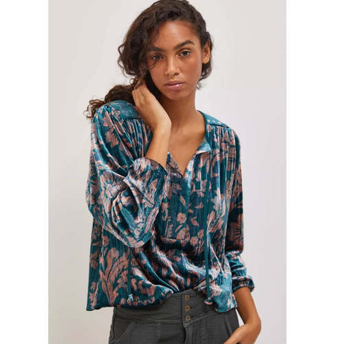 New Anthropologie Faustine Velvet Floral Peasant Blouse $128 SMALL Green |  eBay