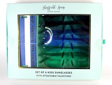 Set of 6 Kids Sunglasses with attachable Valentines, color dark blue, light blue