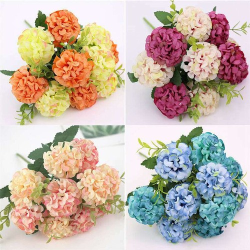 Bouquet Artificial Hydrangea 10 Heads Decor Flowers Party Bunch - Picture 2 of 17