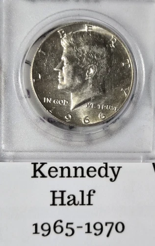 1966 Kennedy Silver (40%) Half Dollar in Almost Uncirculated Condition Near Melt