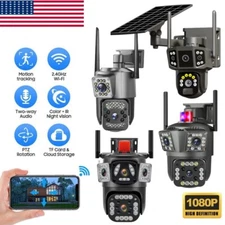 3 Lens Auto Tracking 1080P HD WiFi Camera Wireless Outdoor Home Security Cam 9MP