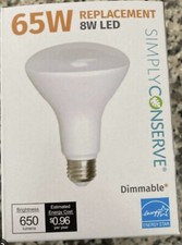 2 pack NEW, SIMPLY CONSERVE 8W LED 650 Lumen Dimmable Lightbulb, Floodlight 65W