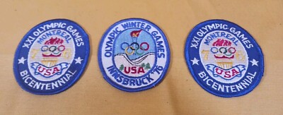 Innsbruck Austria 1976 Winter Olympic Games USA Patch Lot Of Three Never Sewn On