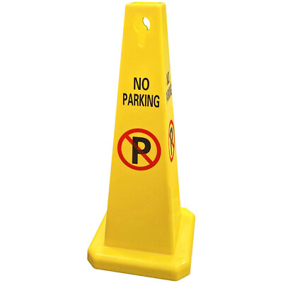 Electriduct 4 Sided No Parking Traffic Safety Cones - Yellow - 27'' Height