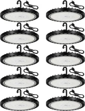 10 Pack LED High Bay Light 5000K 300W UFO High Bay Lights US Plug Shop Hanging