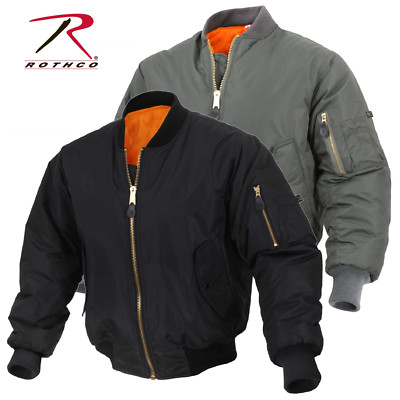 Enhanced Nylon Reversible MA-1 Flight Jacket - Black or Sage Green