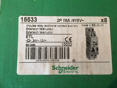 Schneider ETL 15533 2P 16A/415V Impulsrelais Zusatzkontakt HILF 24V 
