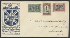 1939 #246-248 Royal Visit FDC HRW Cachet Royal Train Flag Cancel