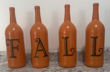 13" Tall Fall Orange Decorative Wine Bottles
