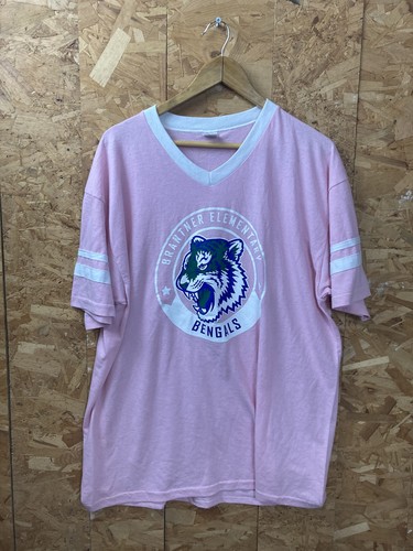 Vintage 90s Brantner Elementary Bengals USA souvenir quirky pink t-shirt size XL - Picture 2 of 6