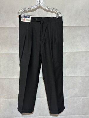 Ralph Lauren Men's Black Classic Fit Pleated Trousers Dress Pants Cuff 33x30 NWT