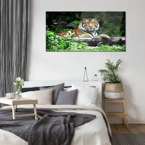 Gemälde Wald Bäume Tier Katze Tiger 140x70 Acrylglasbild Plexiglas Wandbild - Bild 3 von 8