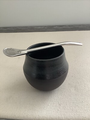Yerba Crew Iguazu Blue ceramic mate gourd set No Cleaning Brush No Box