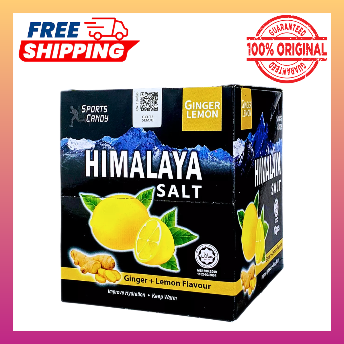 Himalaya Salt Sports Mint Candy Ginger + Lemon Flavor 1 Box (12