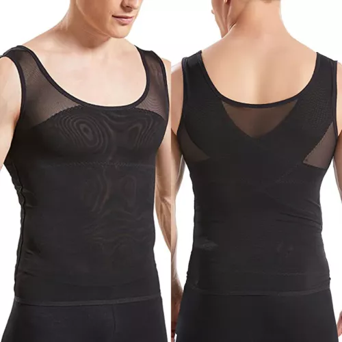 MENS SLIMMING BODY SHAPER BELLY CHEST COMPRESSION VEST GIRDLE SHIRT TANK TOP - Picture 22 of 29