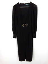 Sosandar Women's Sheer Sleeve Sweetheart Pencil Dress Black Size 6 BNWT F2