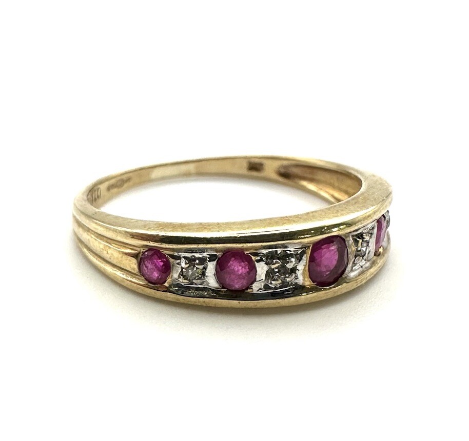 9ct Gold Ruby Diamond Ring 9K Gold Ruby Diamond E… - image 8