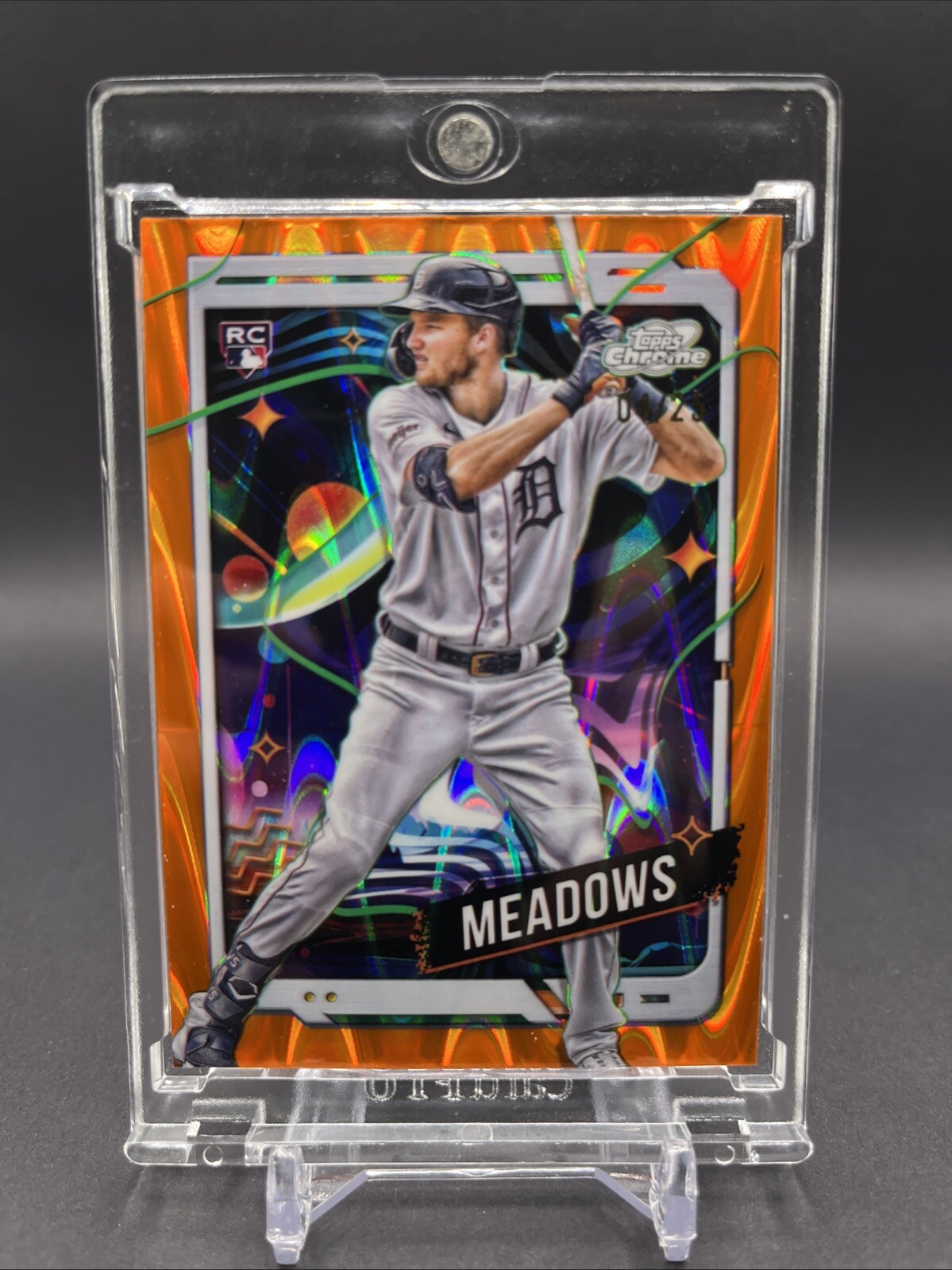 2024 Topps Chrome Cosmic Parker Meadows - RC  Orange Refractor /25