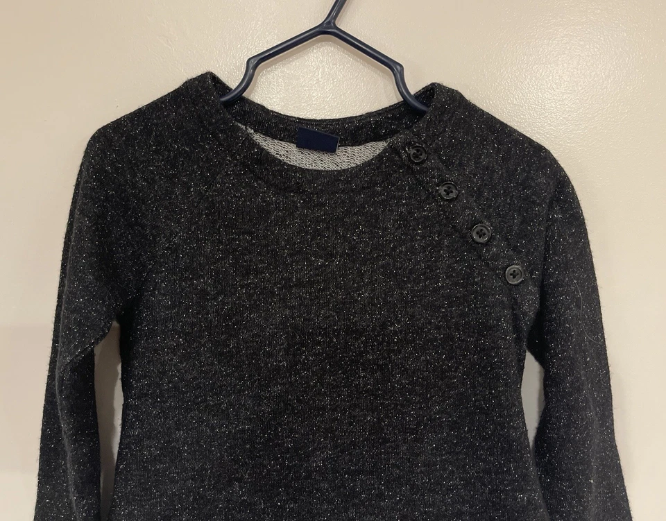 Vestido pulóver brillante manga larga babyGap niña pequeña negro blanco 2 años Foto 2 de 4