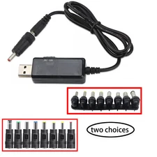 USB 5V to DC 9V 12V Step UP Converter Module Power Boost Adapter Cable + 8 Plug