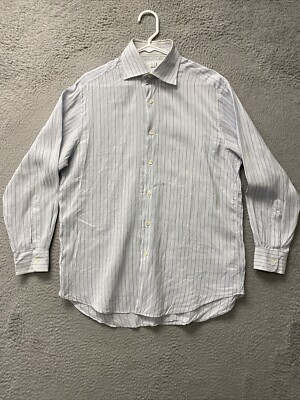 Dunhill Blue Stripes Button Up Shirt Men s L Super Light / 60-32
