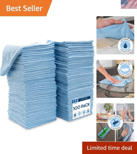 100 Pack Ultra-Soft Microfiber Cleaning Cloths for Home & Car - 11.5" x 11.5"