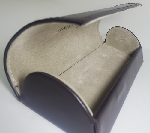 Anne Klein New York Eyeglass Case Brown Dark Leather Semi-Hard Magnetic Closure - Picture 11 of 21