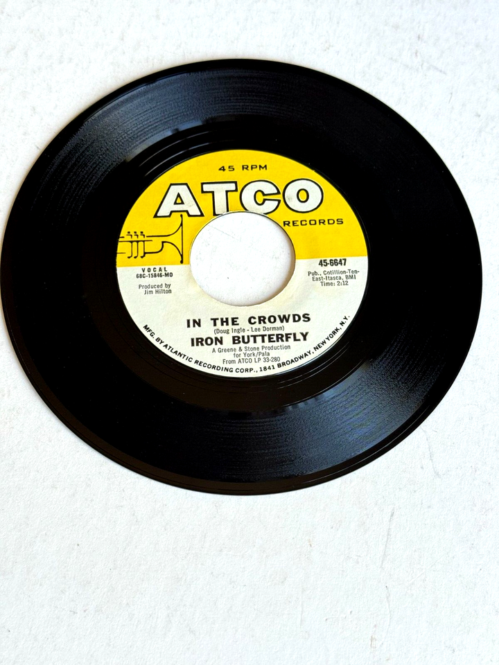 Vintage 45 RPM Iron Butterfly "Soul Experience" B/W "In The Crowds