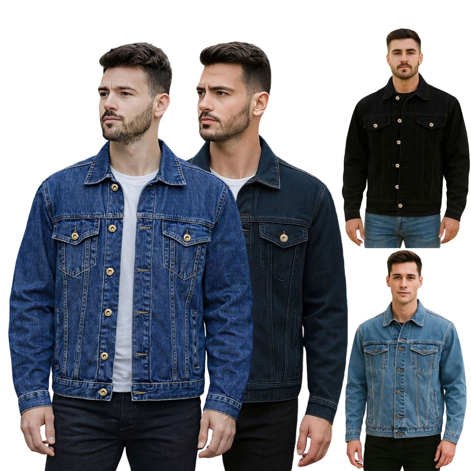 Chaqueta de mezclilla para hombre de algodón clásica camionero jeans chaqueta estilo occidental pequeña a 6XL
