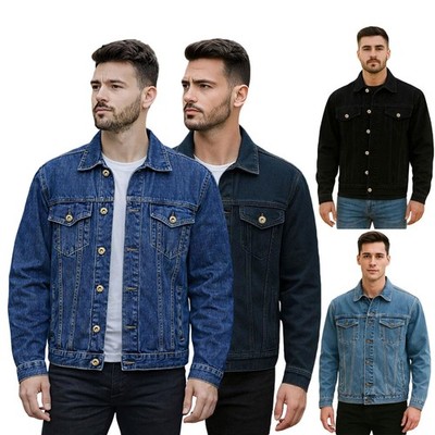 Herren Jeansjacke Baumwolle Klassisch Trucker Jeansjacke Western Style Small bis 6XL