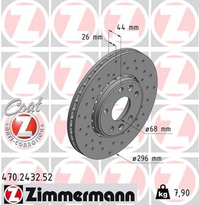 2x Bremsscheibe SPORT Z ZIMMERMANN 470.2432.52 für RENAULT MEGANE LAGUNA KZ0 DZ0