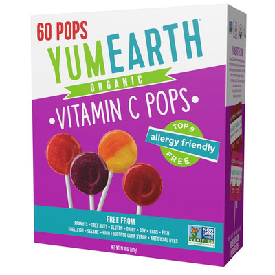 Organic Vitamin C Pops Variety Pack, 60 Fruit Flavored Favorites Lollipops, Alle