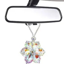 Crystal Flower Car Hanging Ornament, Sun Catcher Lucky Rearview Ab flower