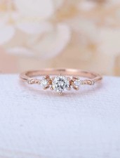 Women's 1 Ct Round Cut Moissanite Wedding Engagement Ring 14K Rose Gold Plated
