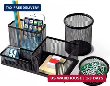 Pen Holder for Desk, Desk Organizers Set-3 Compartments Mesh Pencil Holder with