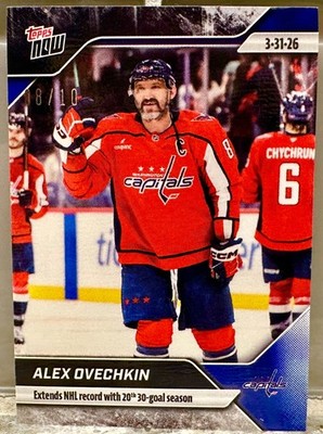 JERSEY # MATCH! 2025-26 NHL Topps Now Sticker Alex Ovechkin Black 8/10! MINI!