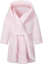 Girls Fleece Hooded Robes, Warm Printed Bath Robe for Kids Soft Fuzzy Bathrobe