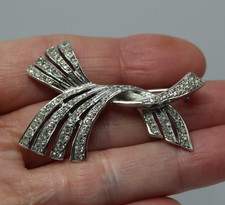 Ancienne Broche en Argent Massif 800 et Pierres du Rhin XIXè