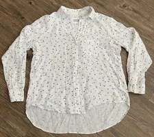 Grayson Frank & Eileen Hero Butterflies Linen Button-up Shirt White Sz 2 Small S