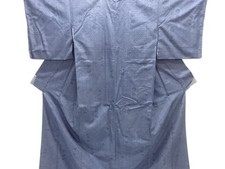 7696437: JAPANESE KIMONO / ANTIQUE KIMONO / SILK / HAND WOVEN TSUMUGI / KIKKO 