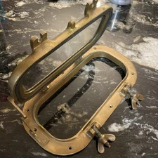 Port Hole Window Maritime Ship Boat Nautical Oblong Solid Brass Hinged With Dogs